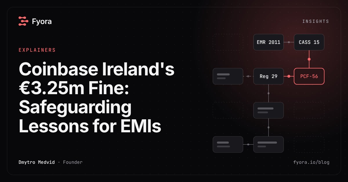 Safeguarding reconciliation lessons from the Central Bank of Ireland's Coinbase Ireland fine, shown as linked nodes